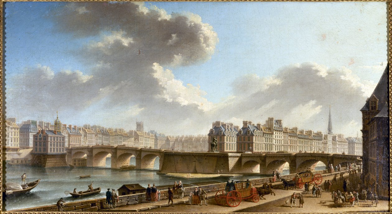 Conti rıhtımından Pont Neuf ve şehir manzaraları, yaklaşık 1772 (tuval üzerine yağlı boya) by Nicolas Raguenet