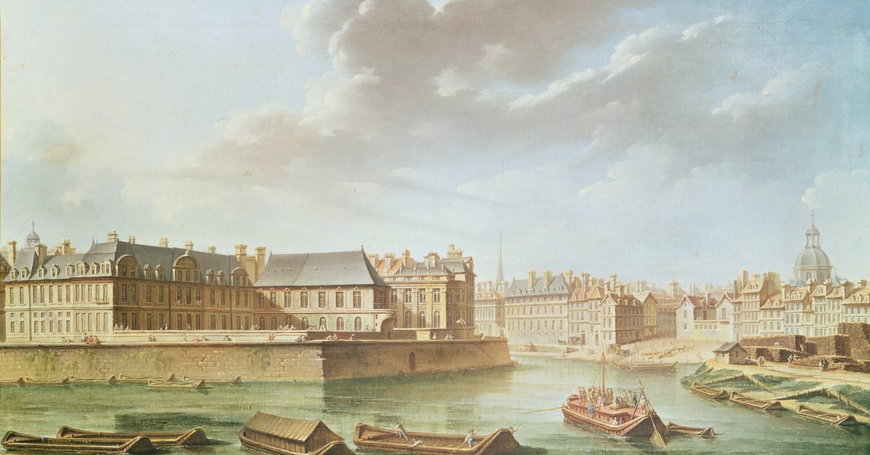 Ile Saint-Louis ve 1757 yılında Hotel de Bretonvilliers by Nicolas Raguenet
