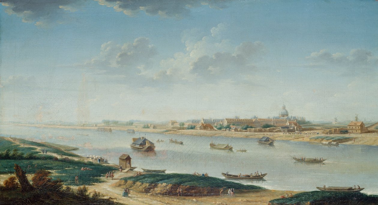 La Rapee'den görülen Salpetriere, 1752 dolayları (tuval üzerine yağlıboya) by Nicolas Raguenet