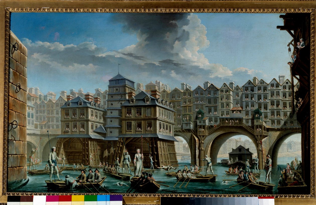 Pont Notre-Dame ve Pont-au-Change arasındaki denizci oyunu Paris