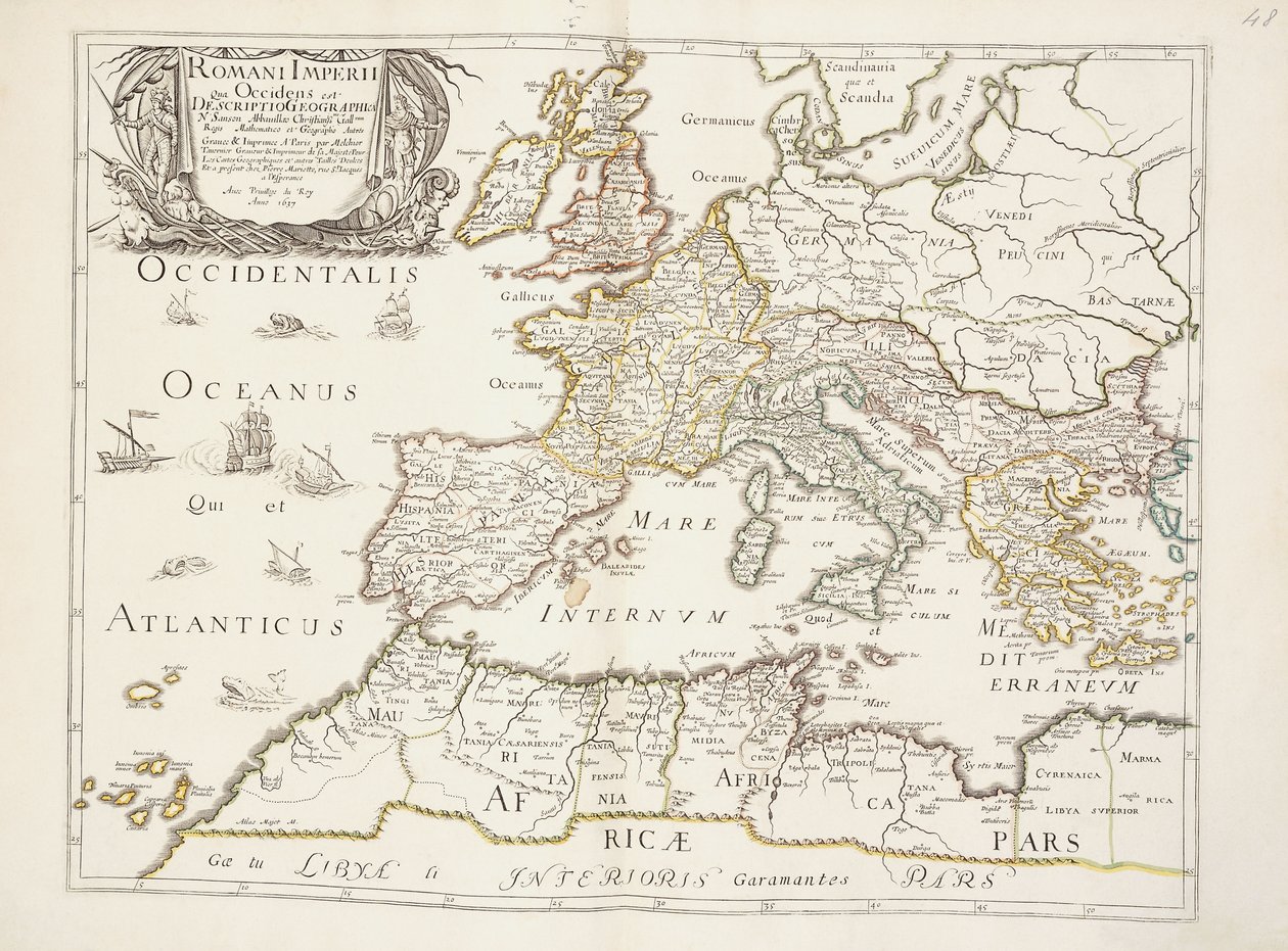 Roma İmparatorluğu Haritası, c.1675-76 by Nicolas Sanson DAbbeville