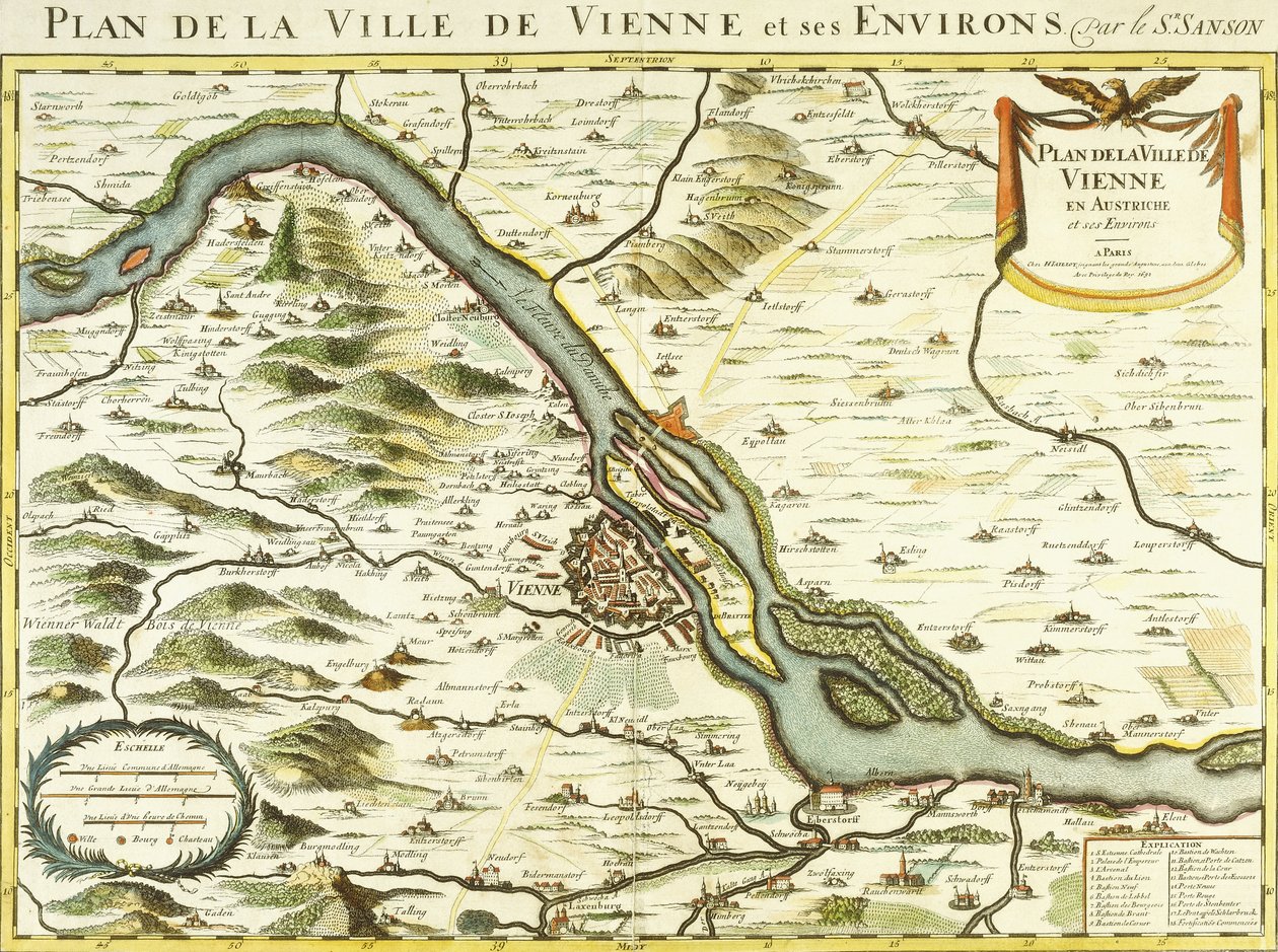 Viyana şehir haritası, 1692 by Nicolas Sanson DAbbeville
