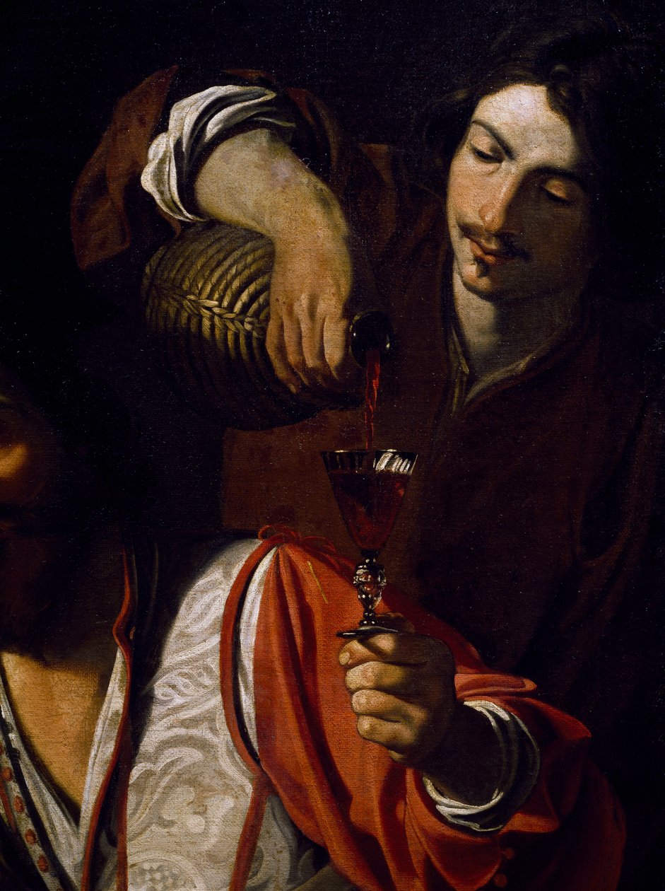 Şarap döken hizmetçi, İçenlerin Buluşması detayı, Nicolas Tournier (1590
