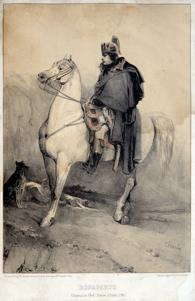 Napolyon I Bonaparte'ın (1769-1821) İtalya Ordusunun Baş Generali'nin atlı portresi by Nicolas Toussaint Charlet