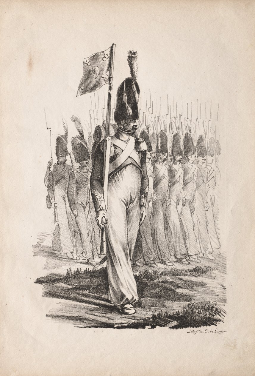 Askeri Kostümler: Karabina Sargent, Genel Rehber, 1817-1818. by Nicolas Toussaint Charlet