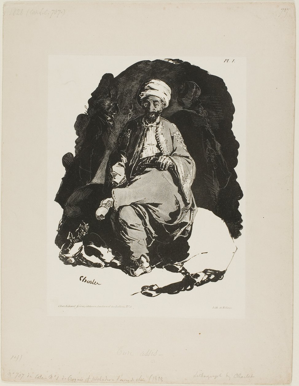 Oturan Türk, Ink Sketches by Charlet'ten bir tabak by Nicolas Toussaint Charlet