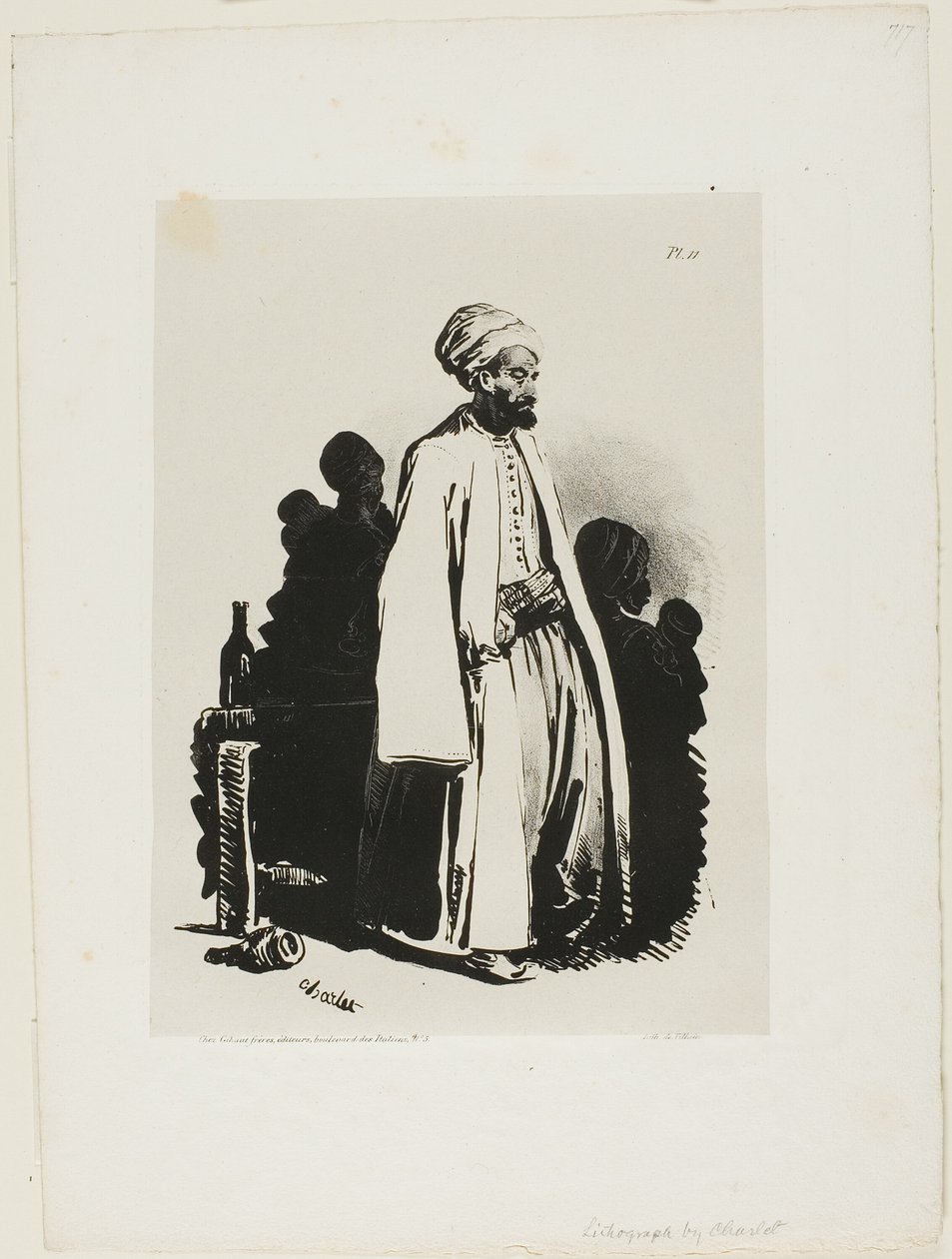 Standing Turk, Ink Sketches by Charlet