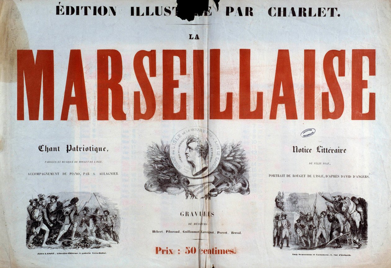 Vatansever şarkının başlık sayfası “” La Marseillaise ””. Charlet Nicolas Toussaint