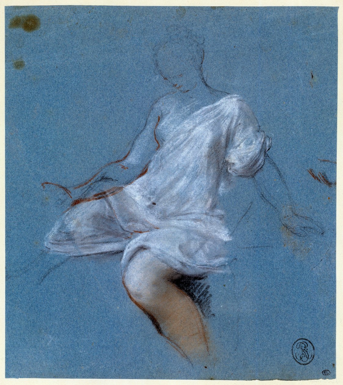 Vücut üzerinde perdelik çalışma Nicolas Vleughels (1668-1737) tarafından çizim 18. yüzyıl Paris, Louvre Müzesi by Nicolas Vleughels