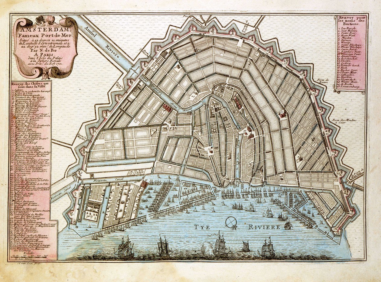 Amsterdam haritası. Atlas, Nicolas de Fer (1646-1720), Paris 1700. by Nicolas de Fer