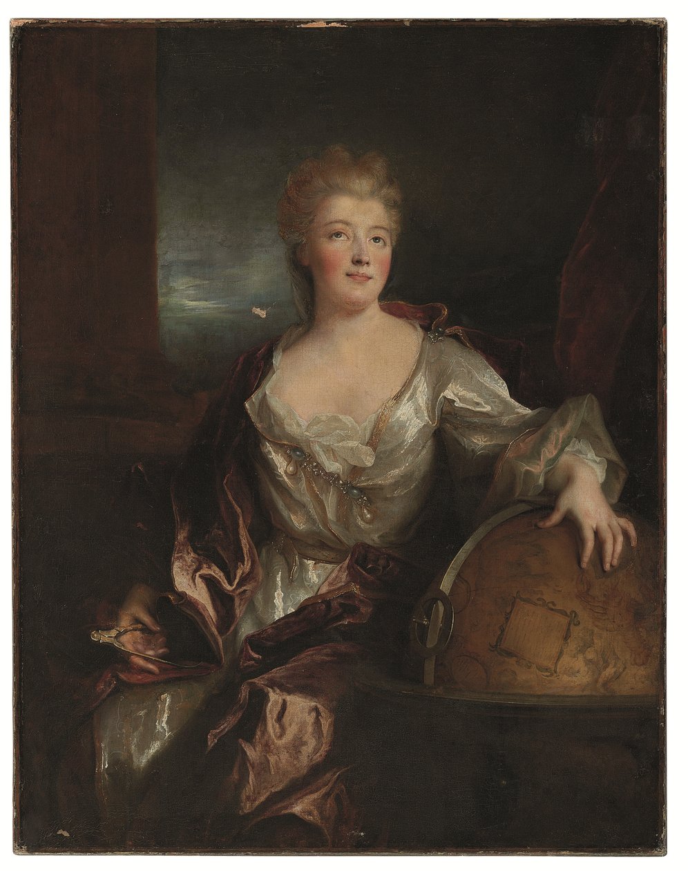 Gabrielle-Émilie le Tonnelier de Breteuil'in Portresi, Marquise du Châtelet (tuval üzerine yağlı boya) by Nicolas de Largillière
