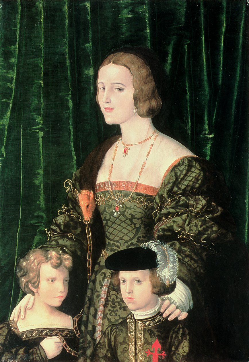 Joanna the Mad Kastilya (1479-1555), Genç Charles V (1500-58) ve kız kardeşi by Nicolaus Alexander Mair von Landshut