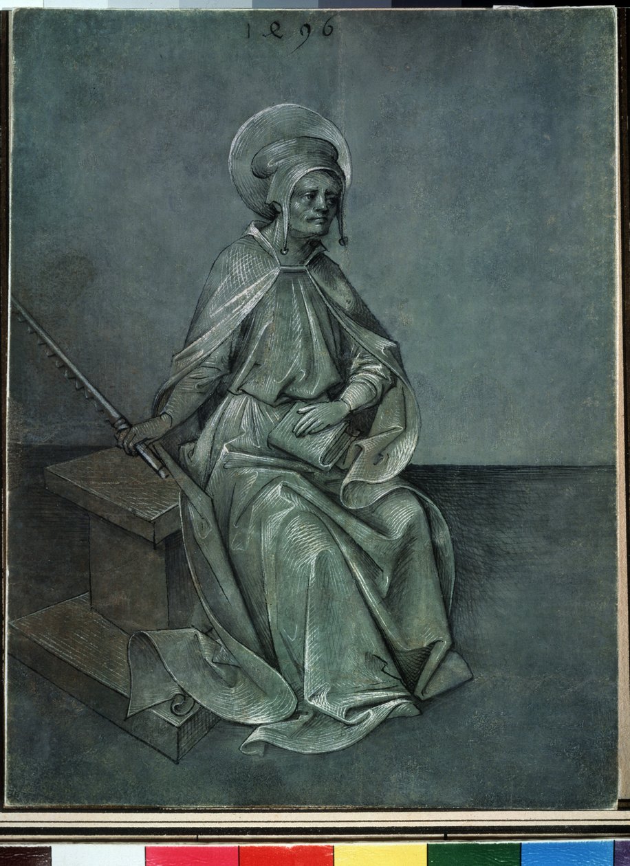 ""Havari Simon"" Nikolaus Alexander Mair von Landshut (1450-1510) tarafından suluboya ve mürekkep 1496 Puşkin Müzesi, Moskova by Nicolaus Alexander Mair von Landshut