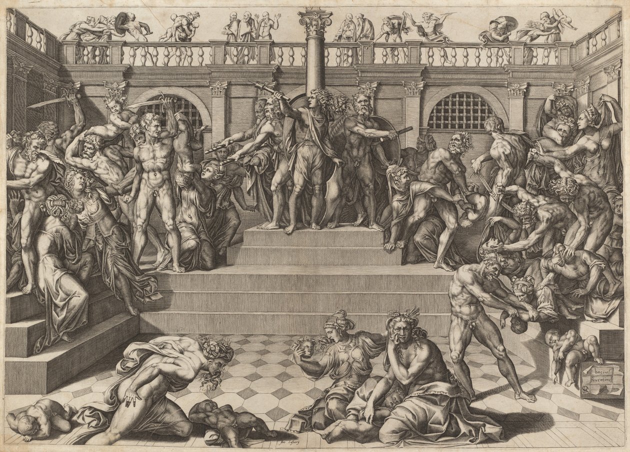 Masumların Katliamı by Nicolaus Beatrizet, after Marco Dente, after Baccio Bandinelli