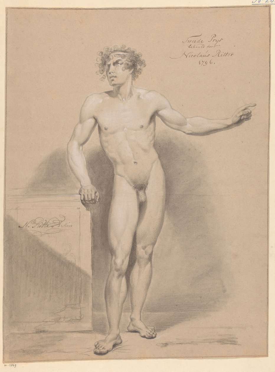 Önden bakıldığında çıplak duran erkek (2. ödül 1796) by Nicolaus Ritter jr.