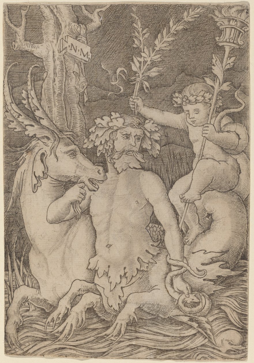 Çocuk Taşıyan Triton by Nicoletto da Modena