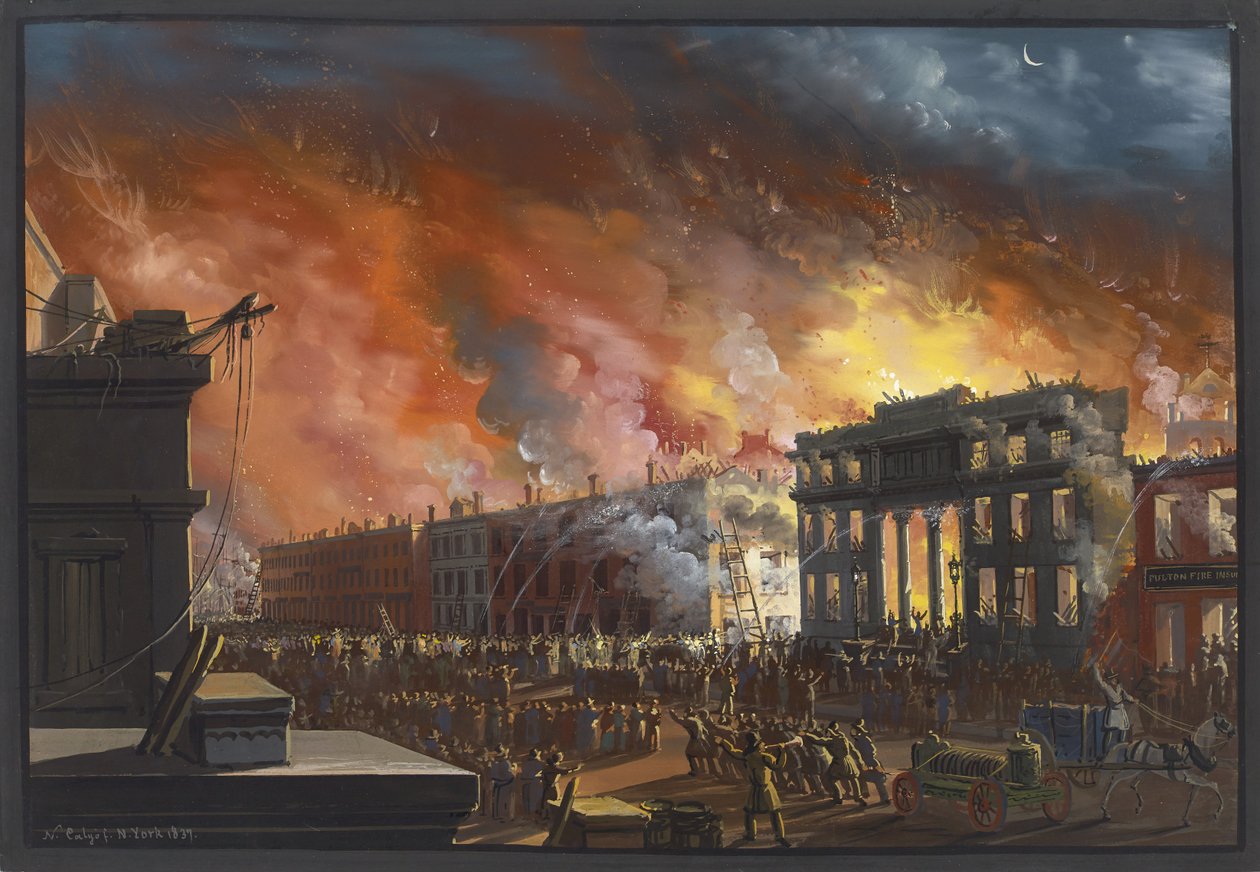View of the Great Fire in New York, 1835, 1837  by Nicolino Calyo