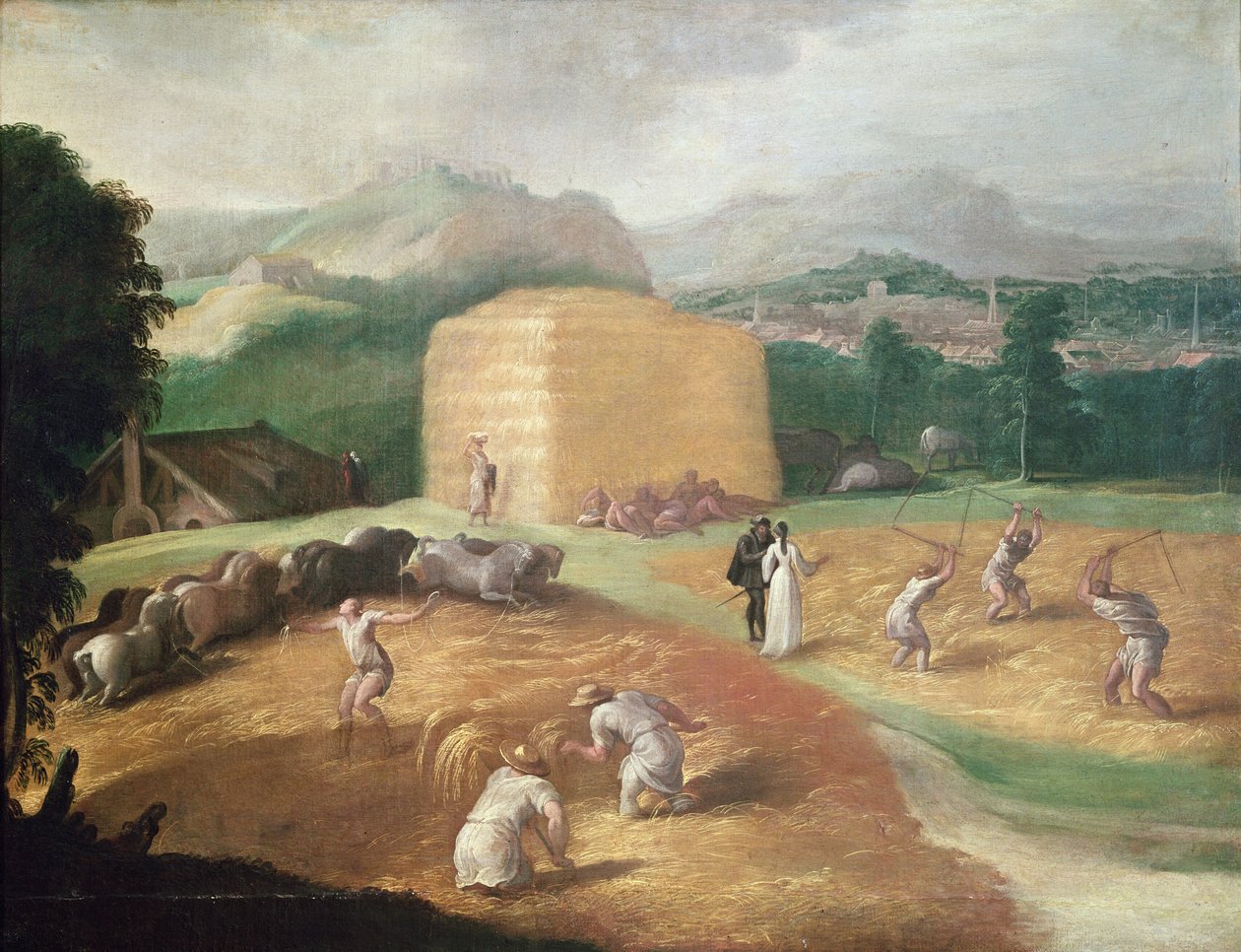 Mısır Harman Makineleri ile Manzara by Nicolo dell Abate
