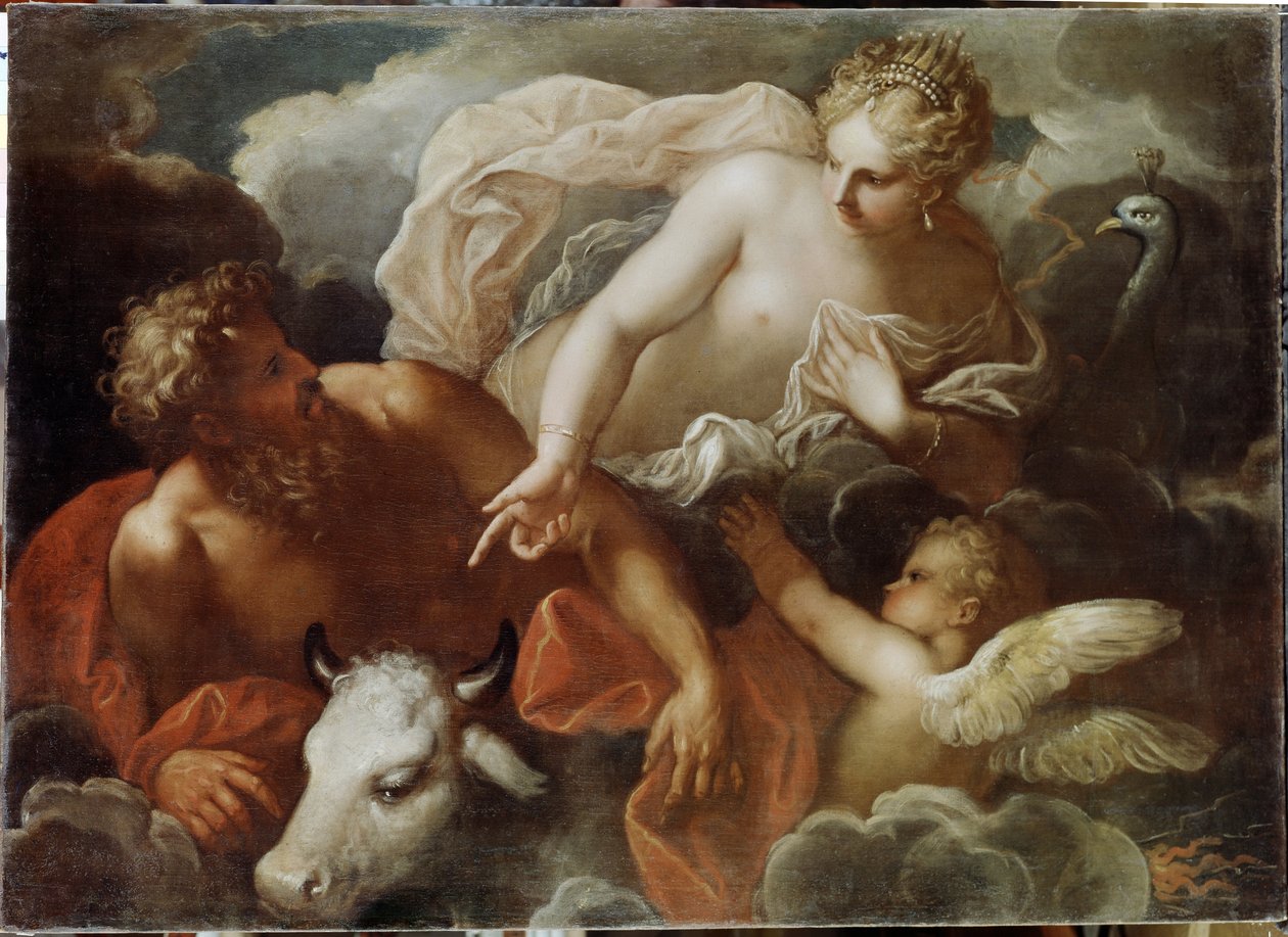 Jüpiter, Juno ve Io (Jüpiter, Juno ve Io) - Niccolo (Nicolo) Bambini (1651-1736), tuval üzerine yağlı boya, 17. yüzyıl sonu - Venedik sanatı by Nicolo Bambini