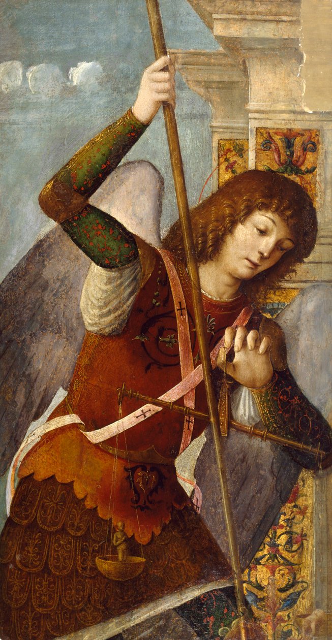 Başmelek Mikail ile Üç Parçalı Panel, 1490-1500 by Nicolo Rondinelli