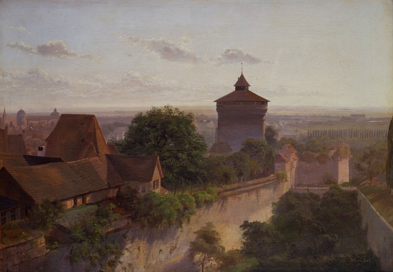Heidenturm, Nürnberg (tuval üzerine yağlı boya) by Niels Anders Bredal