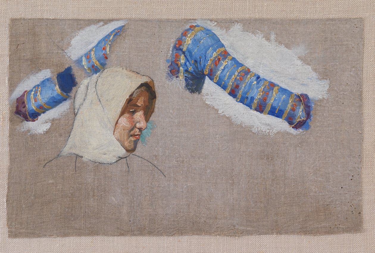 Kostüm çalışmaları ve bir kadının kafasının incelenmesi. megara by Niels Skovgaard