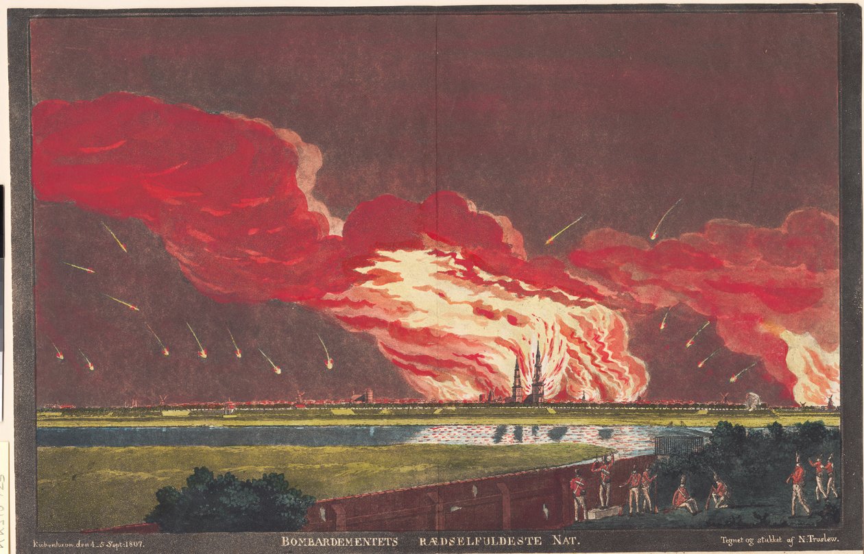 "Bombardımanın Korkunç Nat. Kopenhag 4-5- Eylül 1807" by Niels Truslew