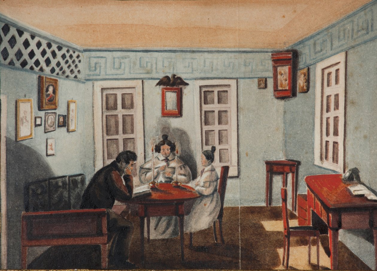 Nikita Muravyov, kızı Sofia ile birlikte Irkutsk eyaletinde sürgünde, 1837 by Nikita Mikhailovich Muravyov