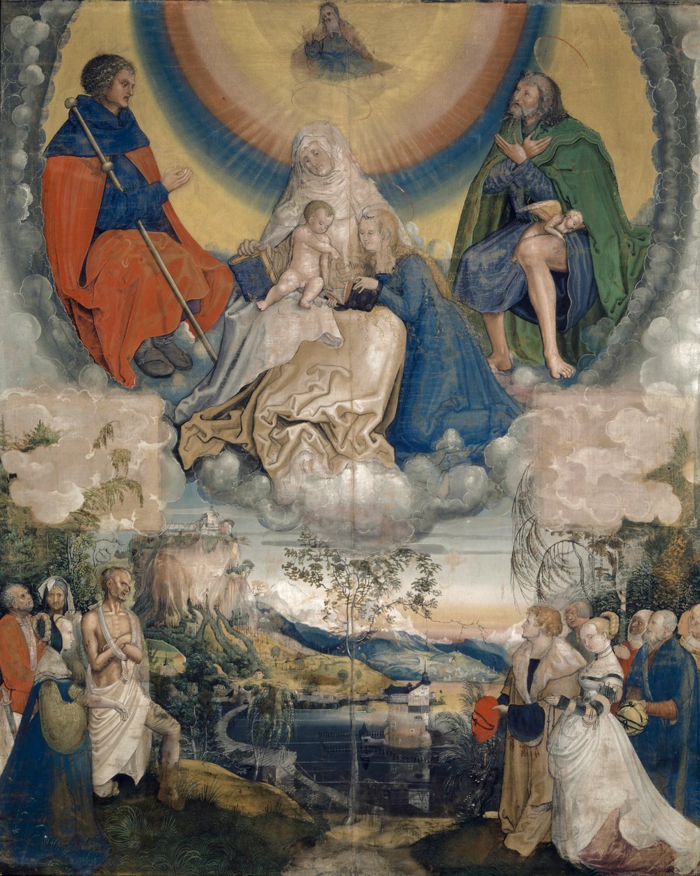 Bakire ve Çocuk ile Aziz Anne, Büyük Aziz James ve Veba Tarafından Basılan İnsanlığın Aracısı Olarak Aziz Roch, 1514-15 by Niklaus Manuel