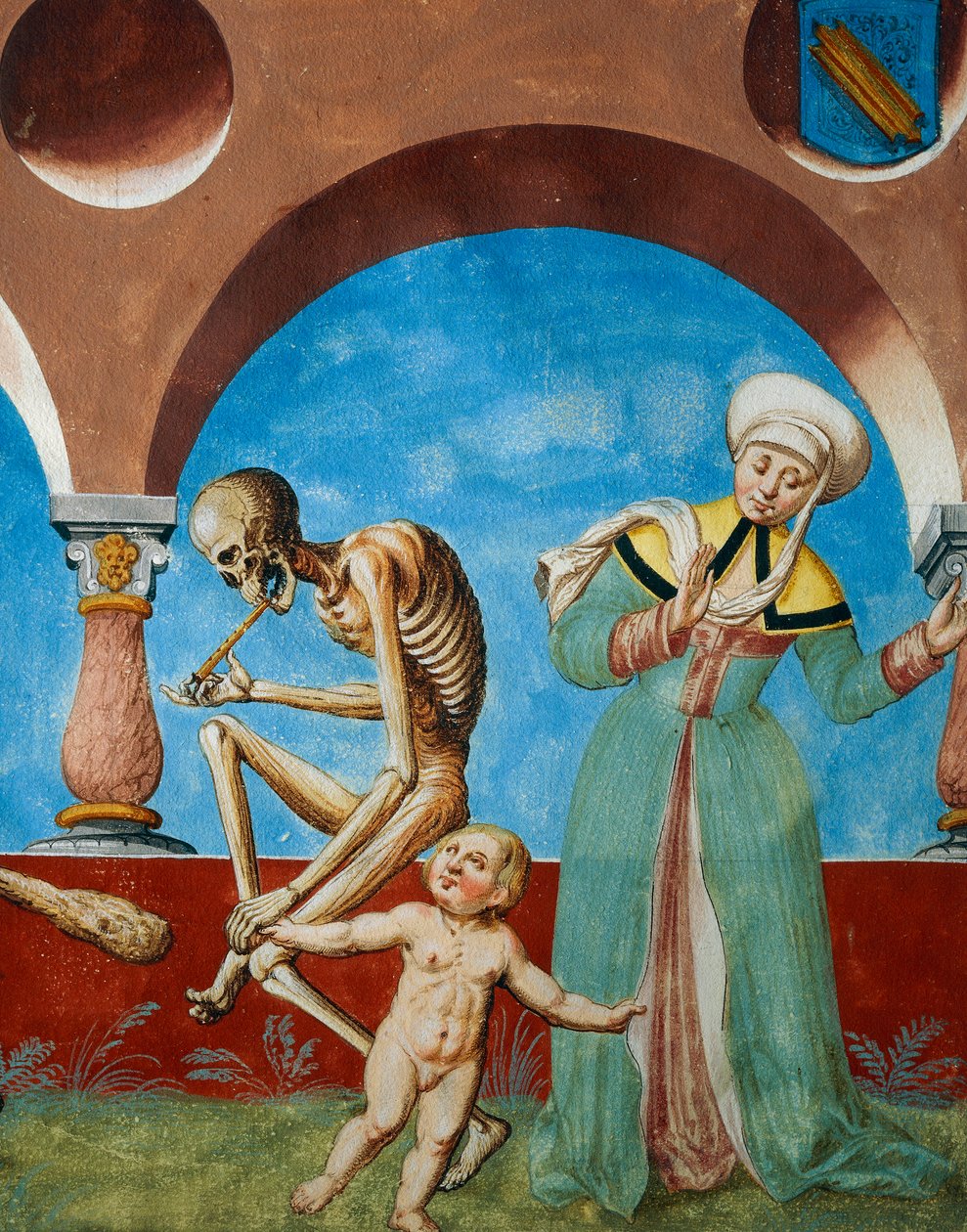 Ölümü annesinden çeken çocuk, Ölüm detayı, aptal ve çocuklu anne, Albrecht Kauw Ölümün Dansı döngüsünden by Niklaus Manuel