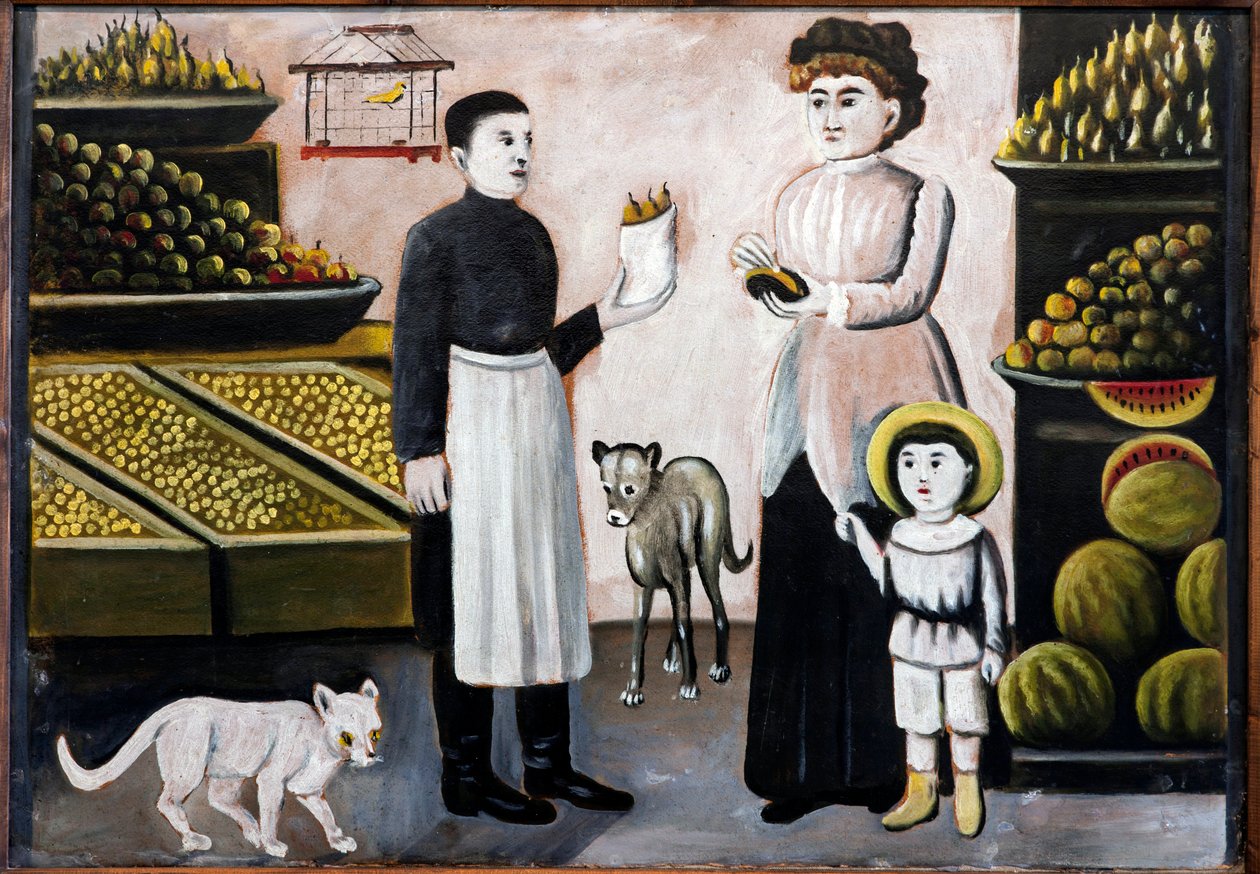 Pirosmani için Meyve Durağı, Niko (1862-1918). Karton üzerine yağlı boya, ebat : 104x73, , Niko Pirosmanashvili Museum, Mirzaani by Niko Pirosmanashvili