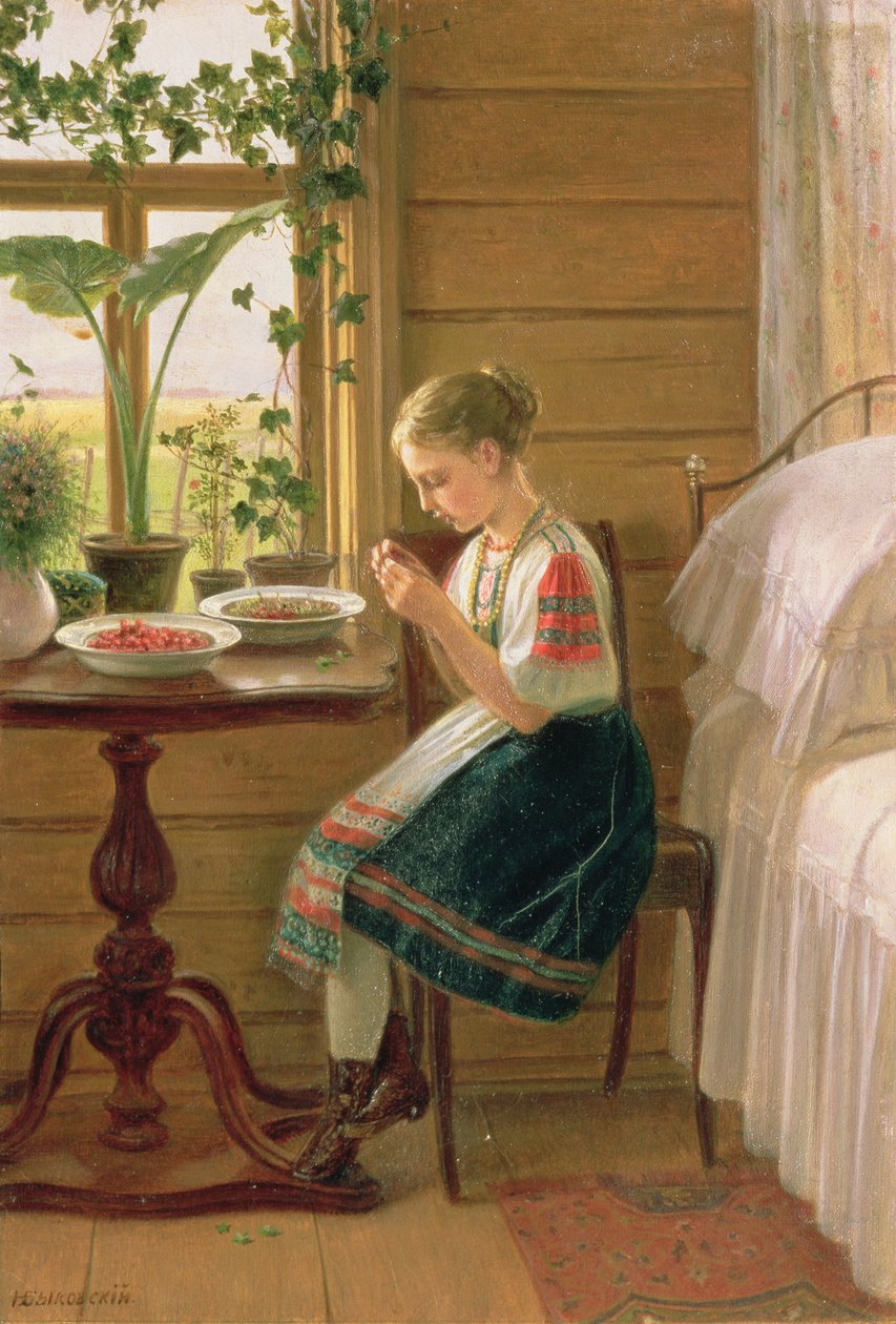 Çilek Soyma Kızı, 1880 by Nikolai Mikhailovich Bykovsky