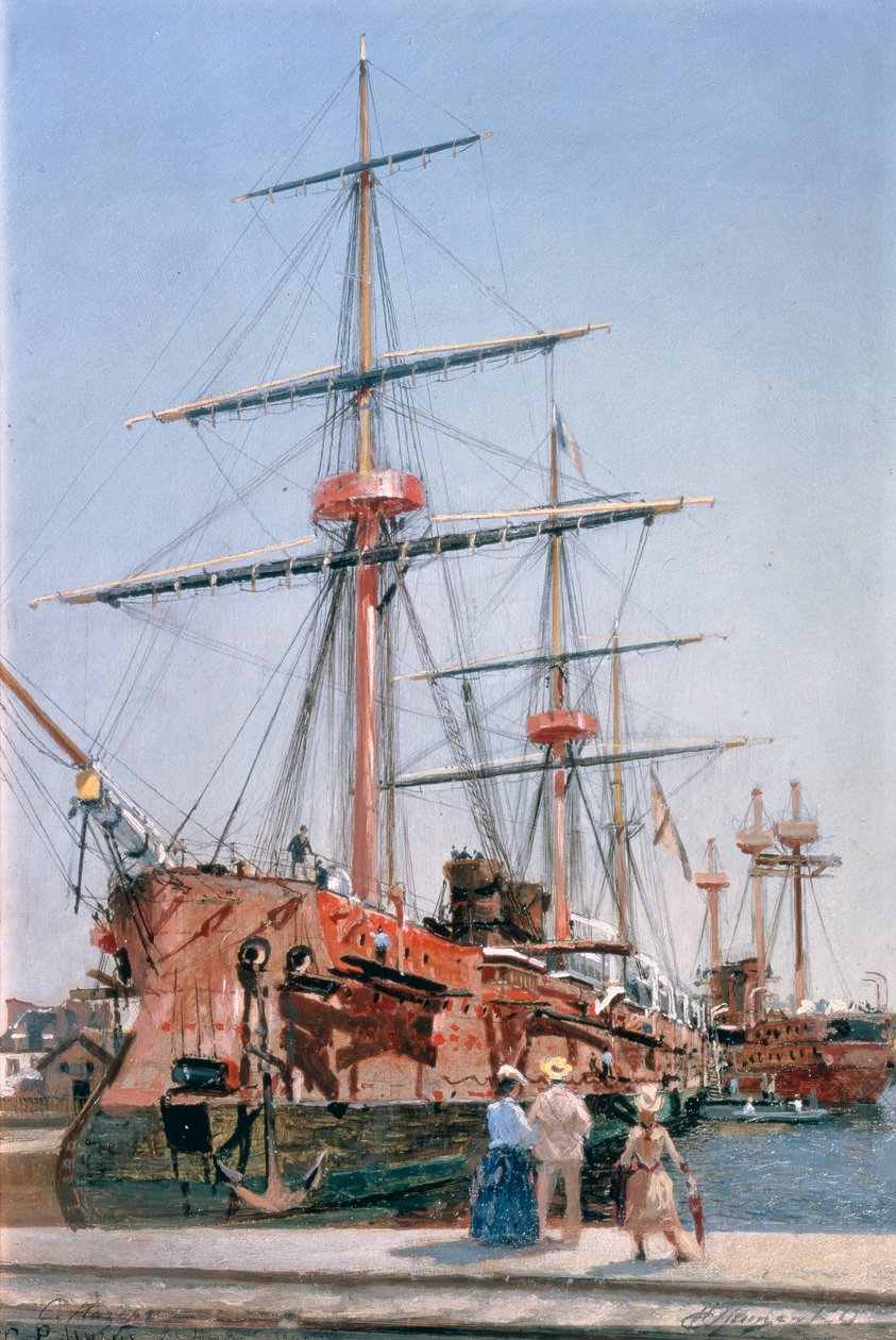 Bygging orrustuskipsins „Admiral Kornilov“ í Bretagne, 1889 by Nikolai Nikolaevich Gritsenko