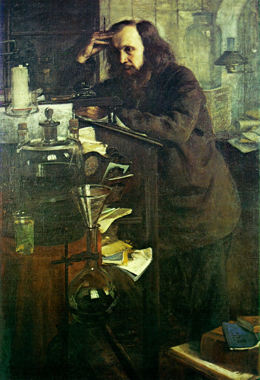 Dmitri Mendeleev Çalışma Masasında.n: .. .n by Nikolai Aleksandrovich Yaroshenko