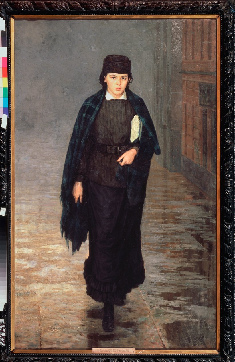 Bir Kız Öğrenci - Nikolai Aleksandroviç Yaroshenko (Yaroshenko) (1846-1898), tuval üzerine yağlı boya by Nikolai Aleksandrovich Yaroshenko