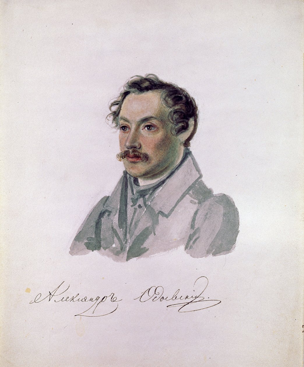 Portre du poete et decabriste Comte Alexander I.Odoevsky (1802-1839) (dekabrisme) (Şairin portresi, Decembrist Kont Alexander I. Odoevsky). Peinture de Nikolai Alexandrovich Bestuzhev (1791-1855). Aquarelle sur kağıt, 22,2 x 17,8 cm by Nikolai Alexandrovich Bestuzhev