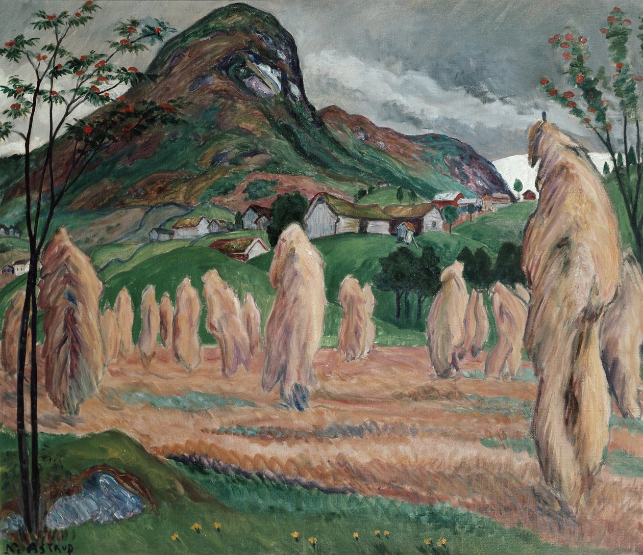 Bir direğe sonbahar nemi ve dolaşan demetler by Nikolai Astrup