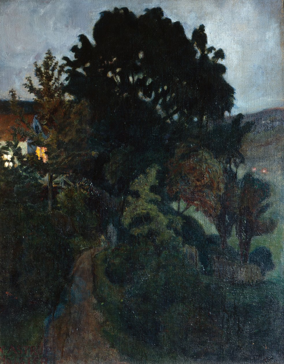 Bahçede sonbahar alacakaranlığı by Nikolai Astrup