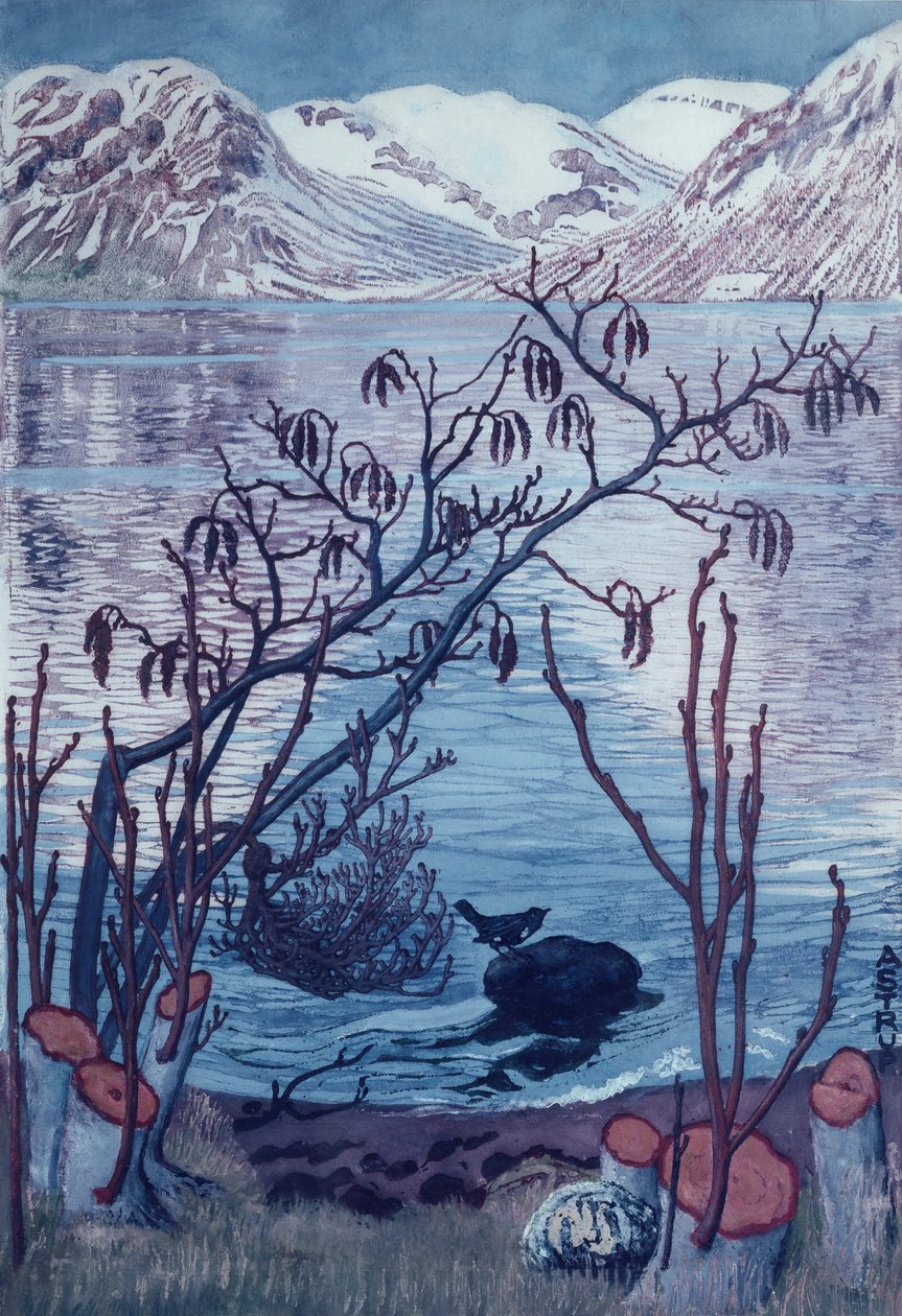 taş üzerinde kuş by Nikolai Astrup
