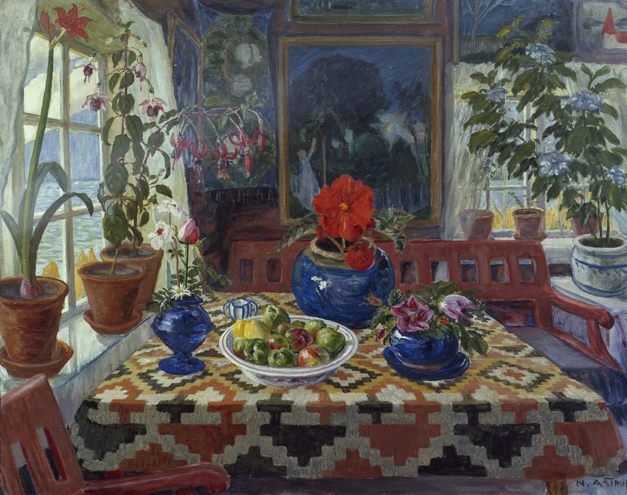 Büyük Mavi Tencereli İç Mekan by Nikolai Astrup