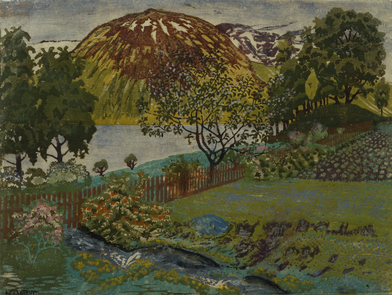 Bahçede Haziran Gecesi (tuval üzerine yağlı boya) by Nikolai Astrup