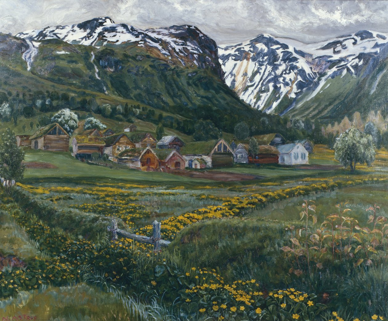 Haziran gecesi ve eski Jølster bahçesi by Nikolai Astrup