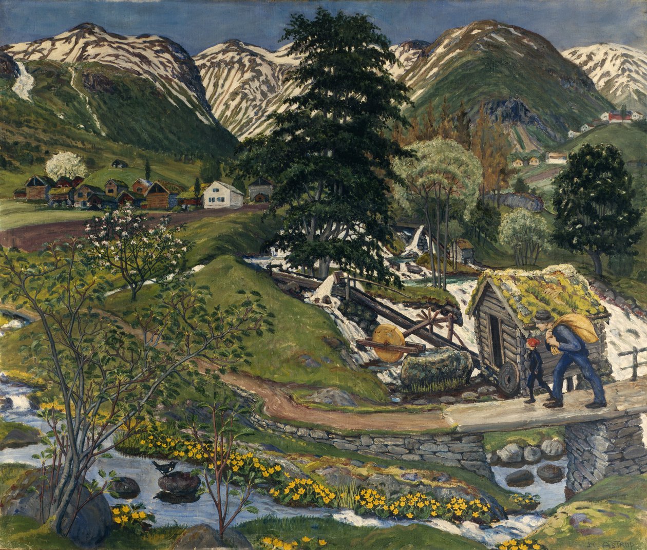 Kvennagong ve Jølstertun (tuval üzerine yağlı boya) by Nikolai Astrup