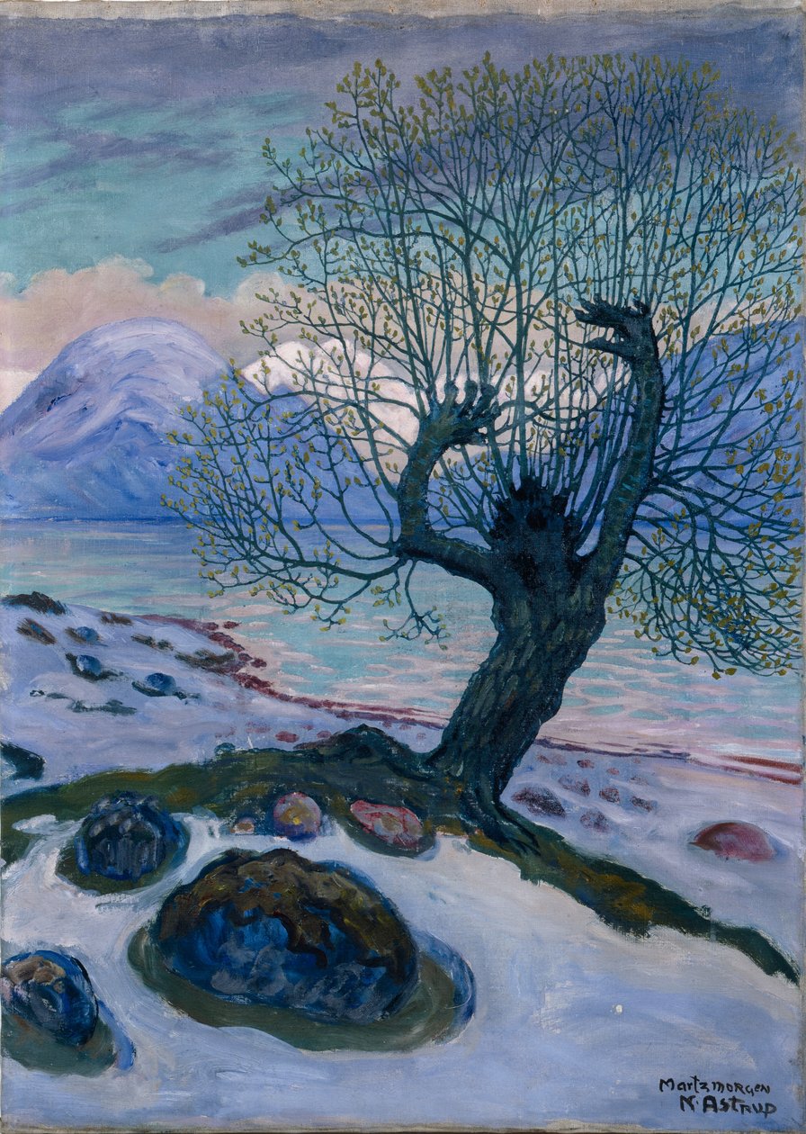 Mart Sabahı, Bahar Gecesi ve Söğüt (tuval üzerine yağlı boya) by Nikolai Astrup