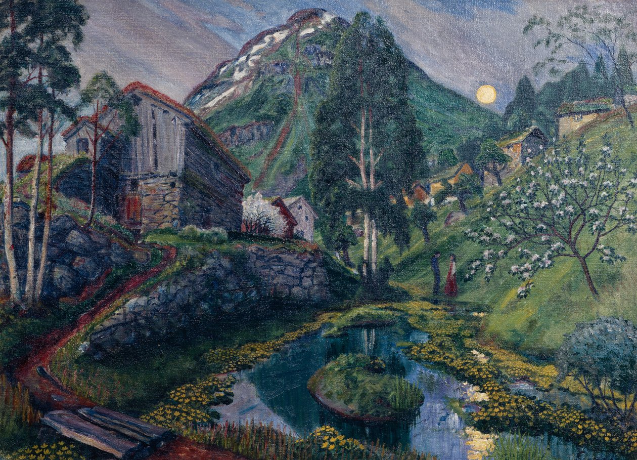 Dvergs Vadisi#39;nde Ayışığı, 1915 civarı (resim) by Nikolai Astrup