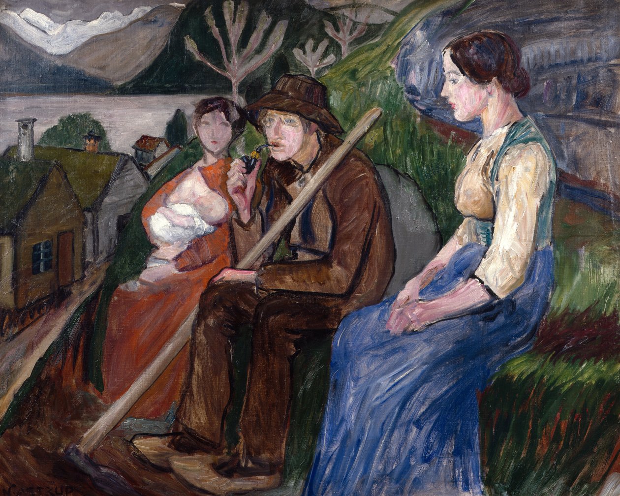 Evde otoportre (bahçede) by Nikolai Astrup