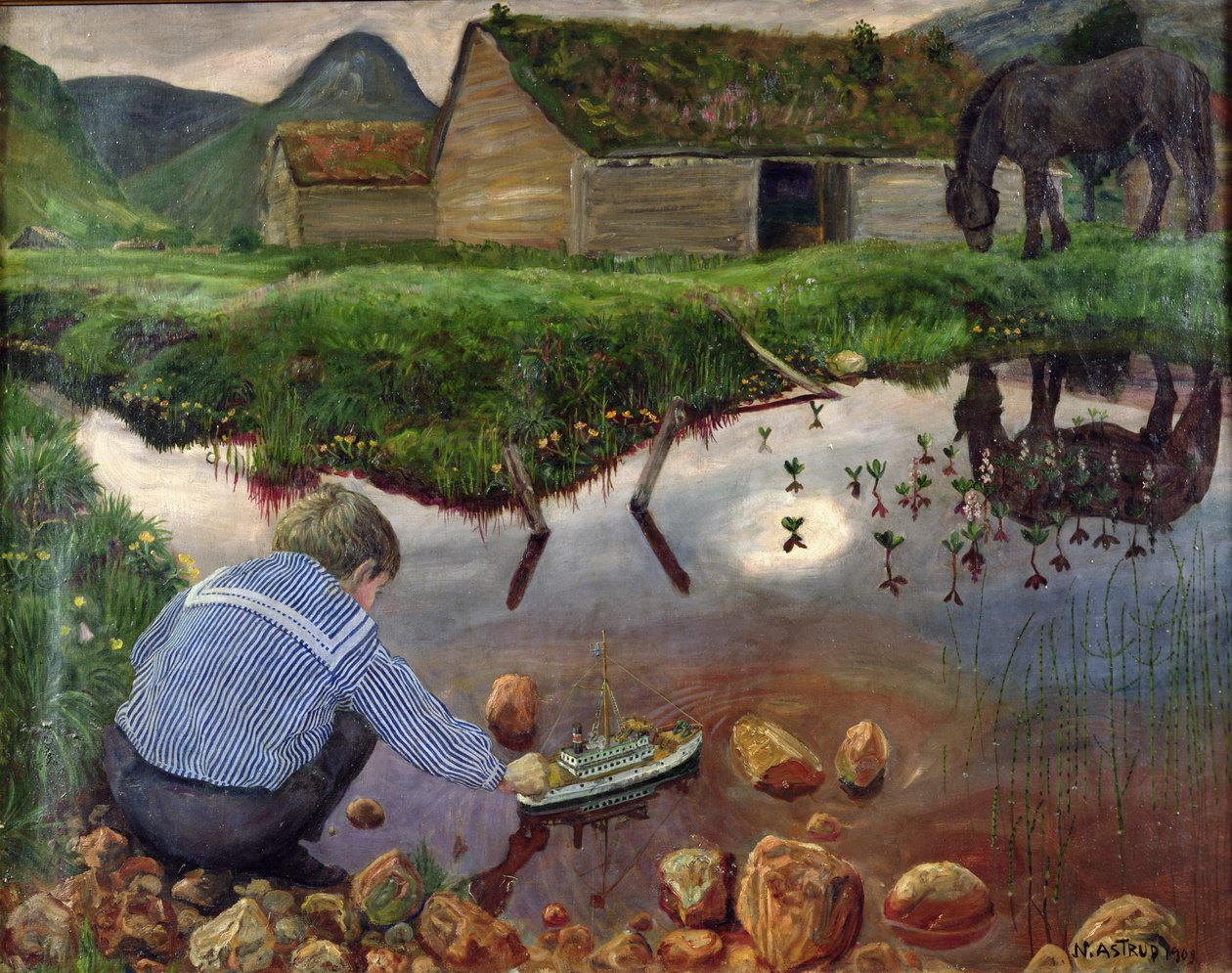Vicarage Göleti Tarafından Bahar Akşamı by Nikolai Astrup