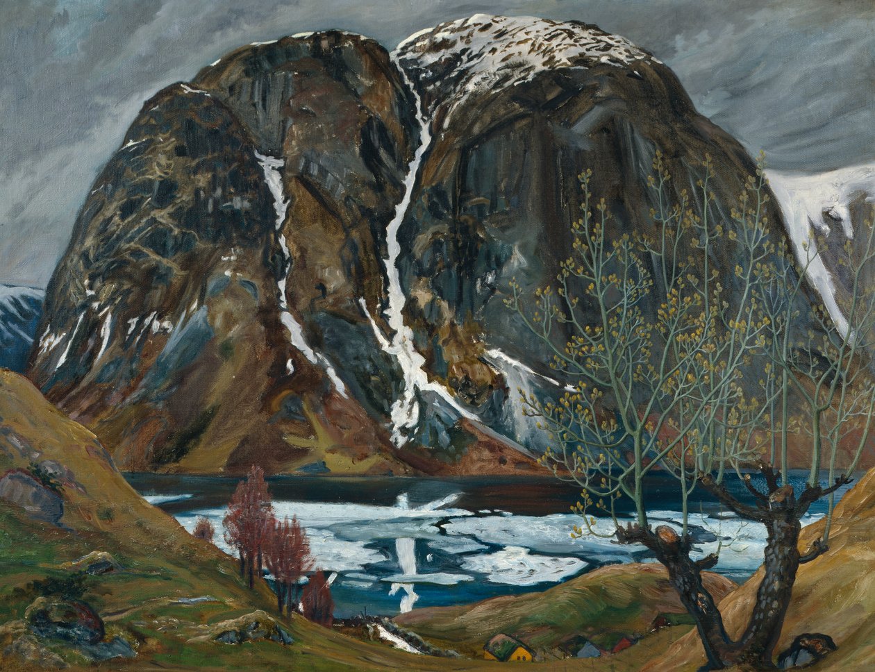 Tepenin altında bahar çözülme by Nikolai Astrup