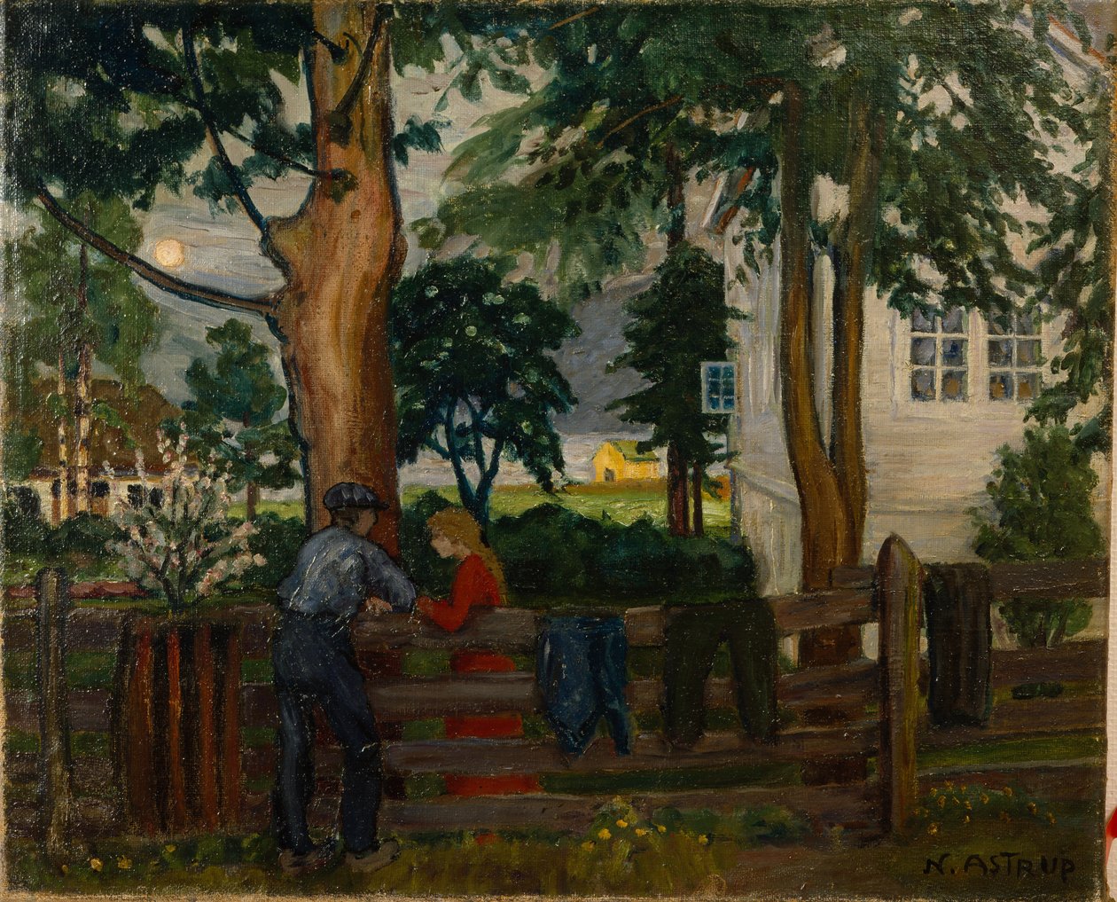 Bahçe Kapısında Yaz Gecesi (tuval üzerine yağlı boya) by Nikolai Astrup