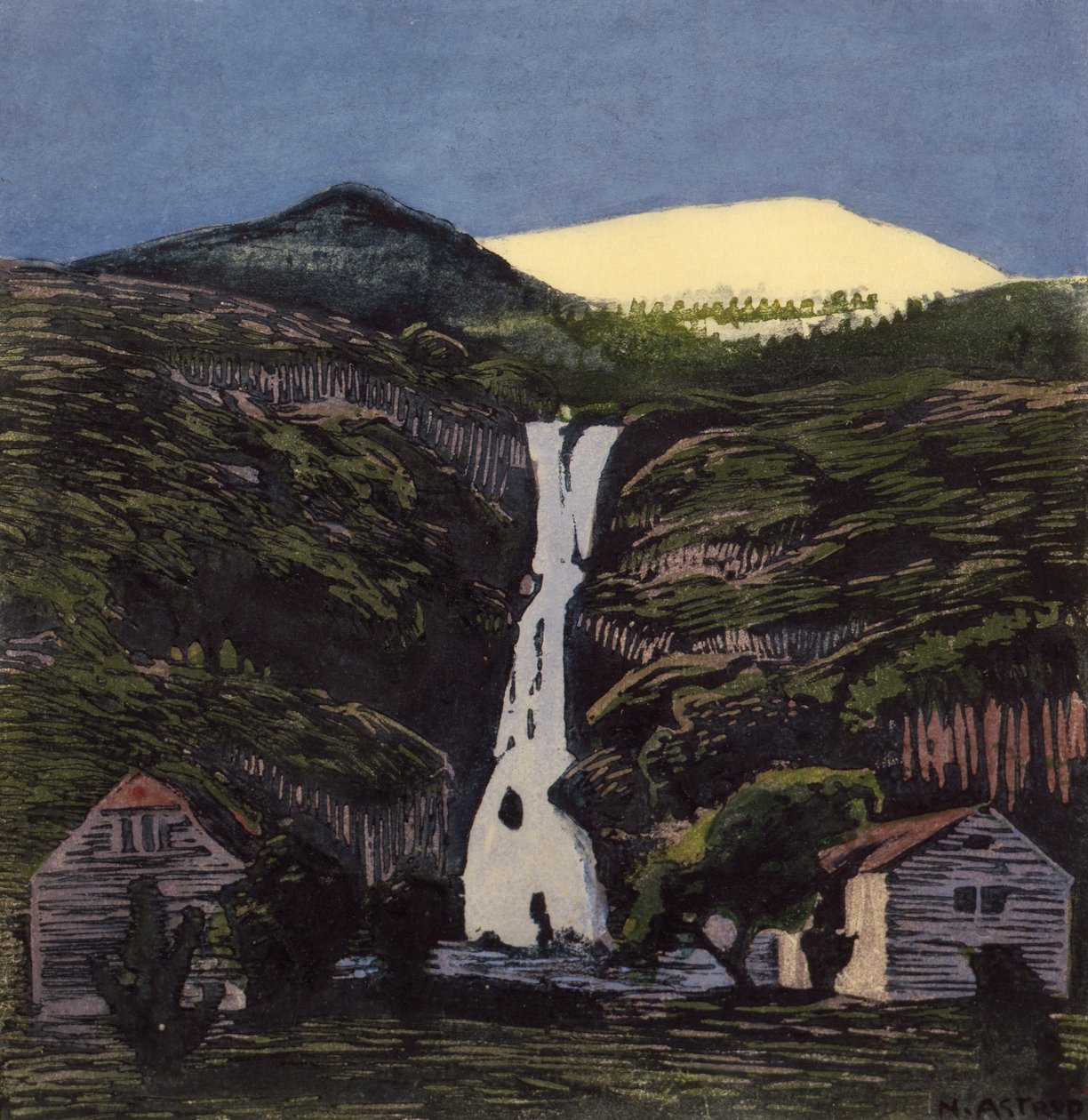 Şelale ve buzul by Nikolai Astrup